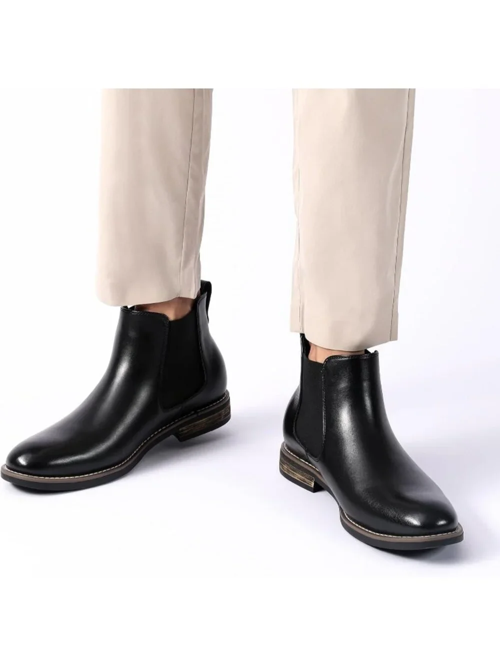 Men's Black Classic Chelsea Ankle Crease-Resistant Soft Upper Cushioned Boots